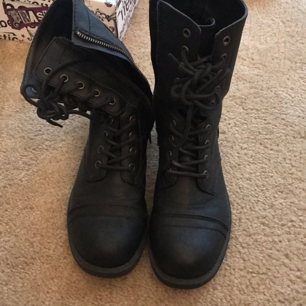 black combat boots
